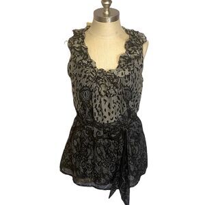 A Diva Sheer‎ Layered Blouse, size PM, ruffles, feminine, chic